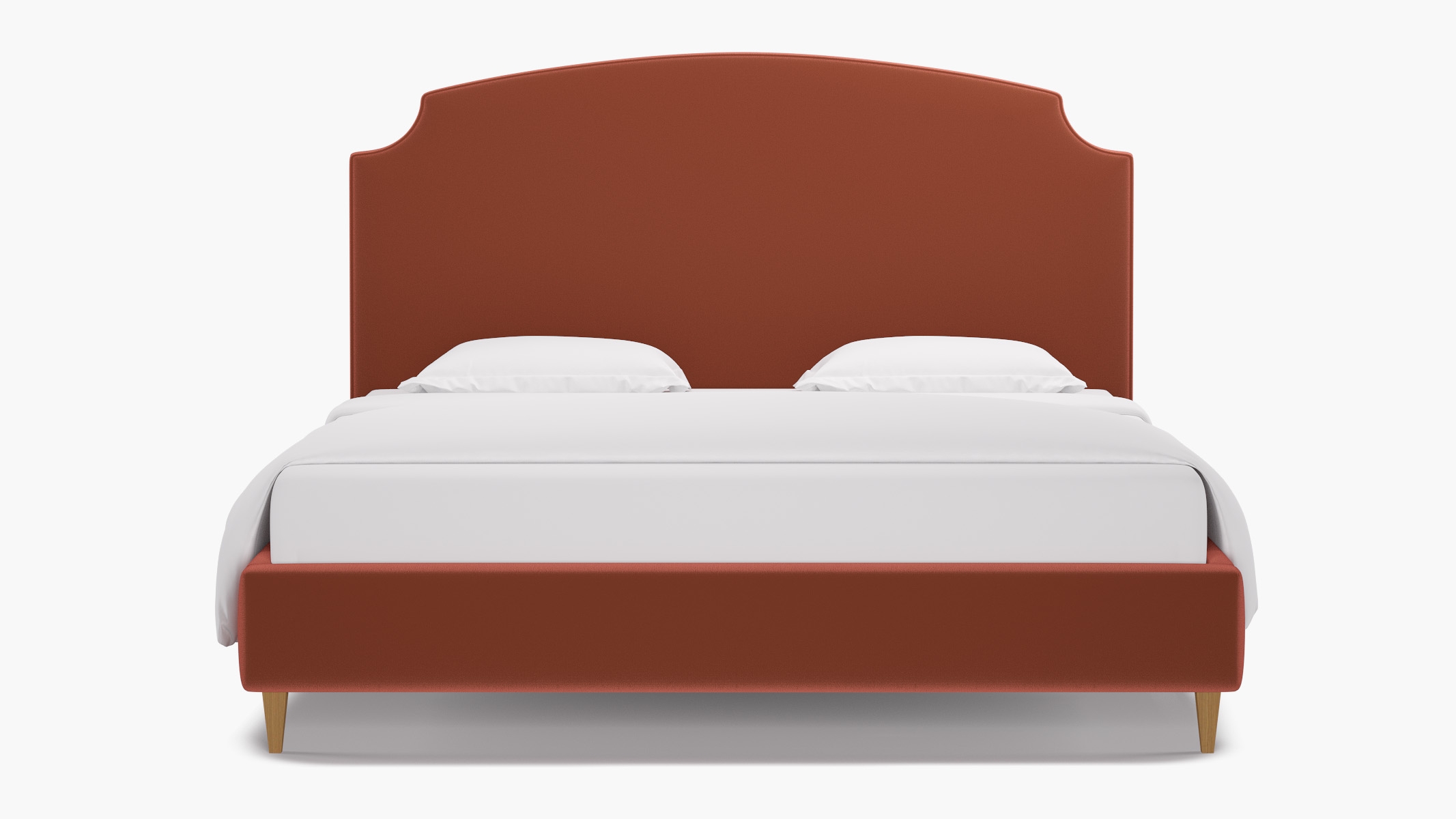 Cove Bed, Terracotta Performance Velvet, Natural Square Tapered Leg, King - Image 0