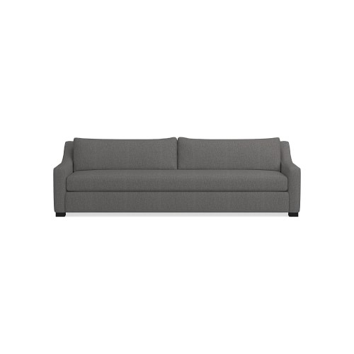 Ghent Slope Arm 108 Sofa, Standard Cushion, Perennials Performance Melange Weave, Grey, Ebony Leg - Image 0