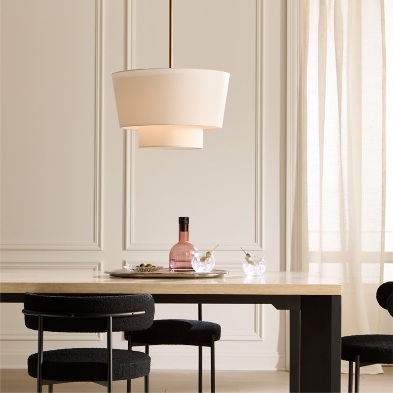 Ascot Aged Brass Drum Pendant Light - Image 2