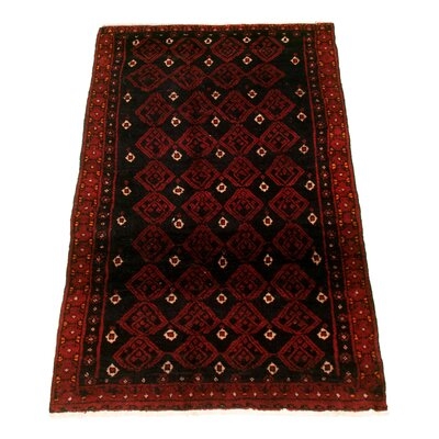 One-of-a-Kind Bowermaster Hand-Knotted New Age 2'10" x 4'9" Wool Area Rug in Dark Navy/Red - Image 0