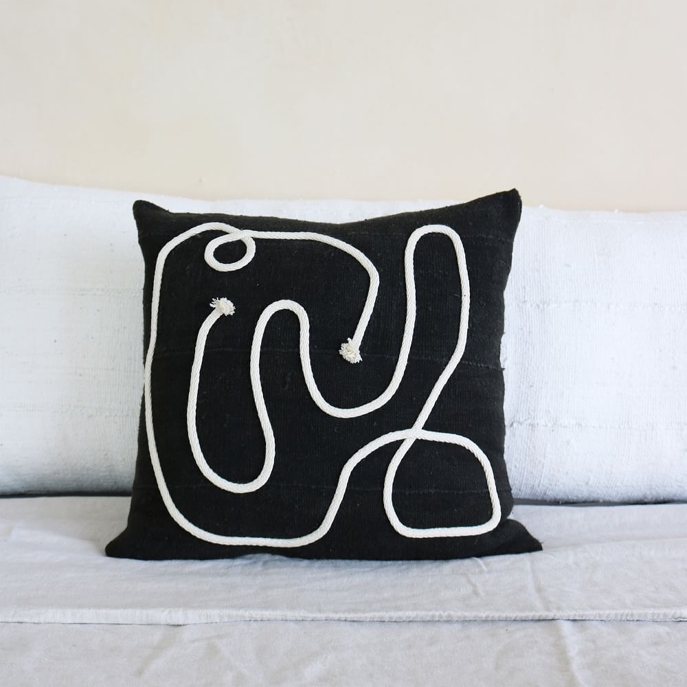 Kaiyo Linework Lumbar Pillow,Black + Cream - Image 0