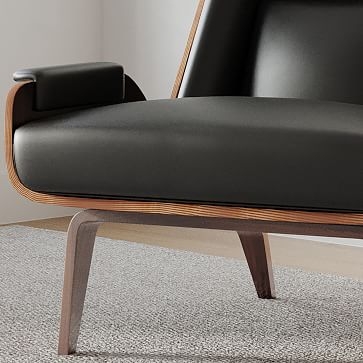Paulo Bent Lounge Chair, Parc Leather, Black - Image 2