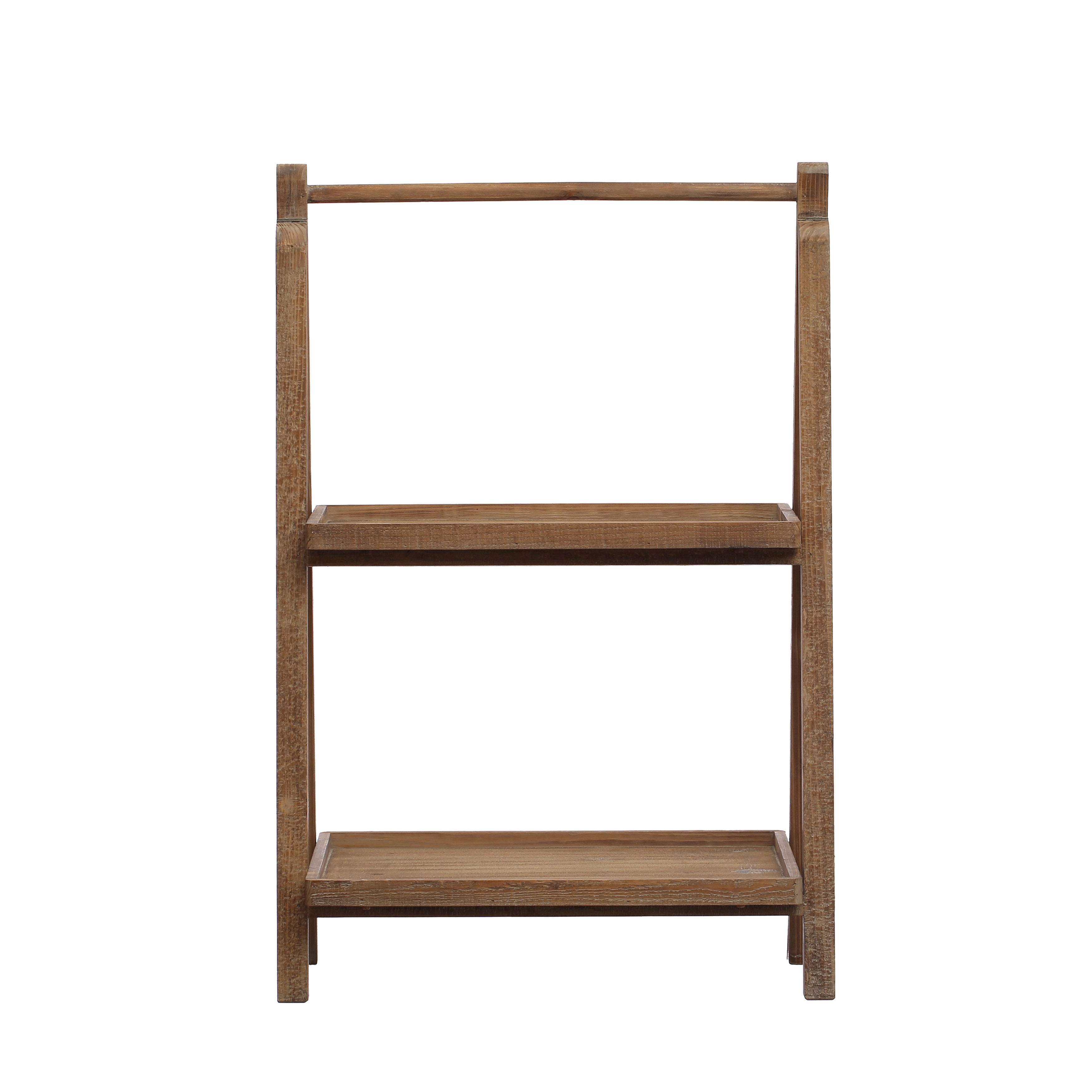 Rustic 2-Tier Wood Folding Stand/Shelf, Natural - Image 0
