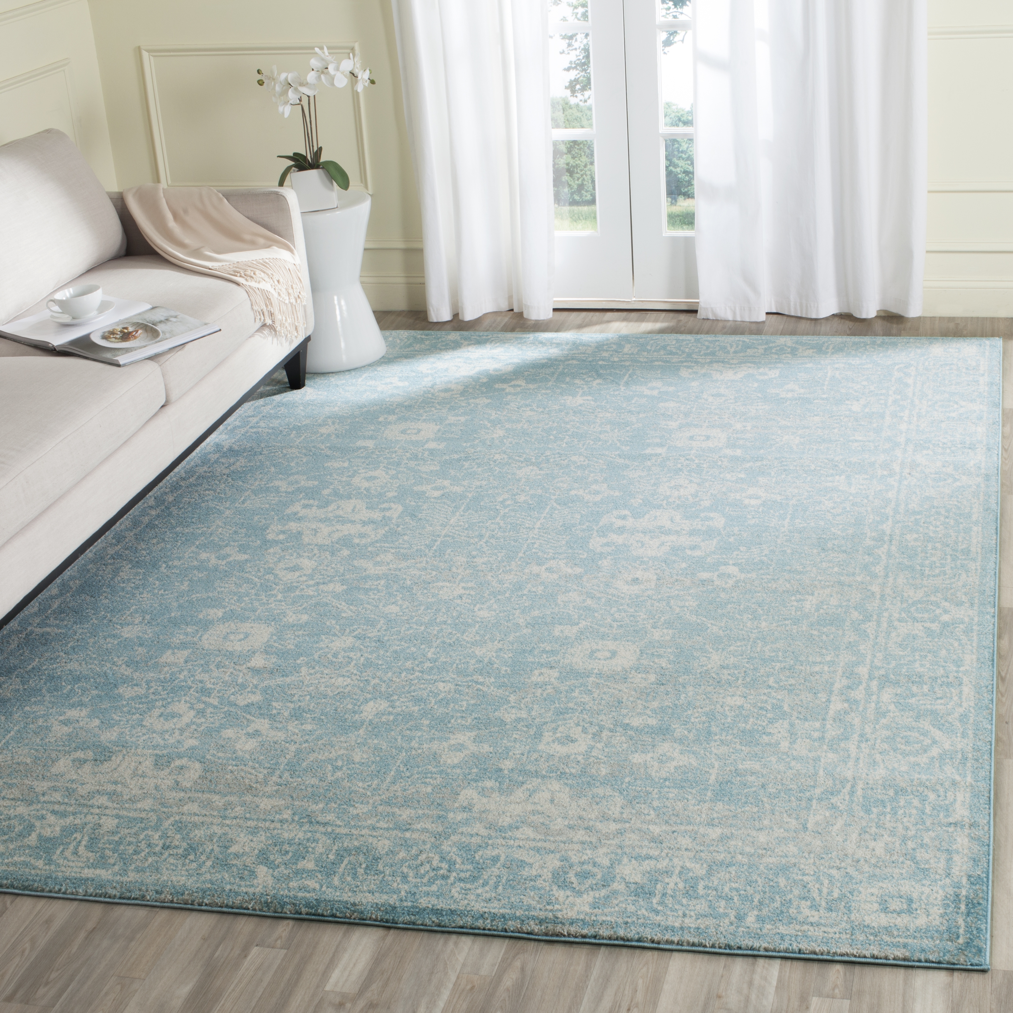 Arlo Home Woven Area Rug, EVK270D, Light Blue/Ivory,  10' X 14' - Image 1