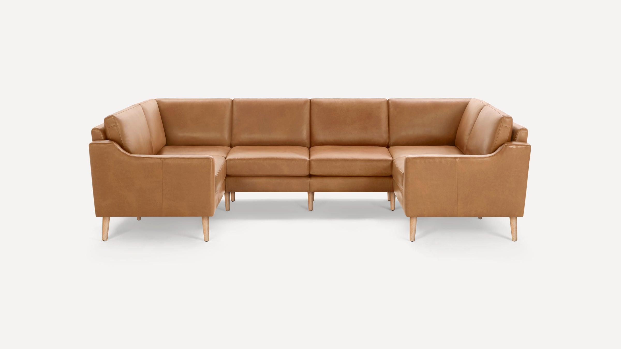 Nomad Leather 6-Seat U Sectional - Camel - Top Grain Leather / Oak - Wood / Slope - Image 0