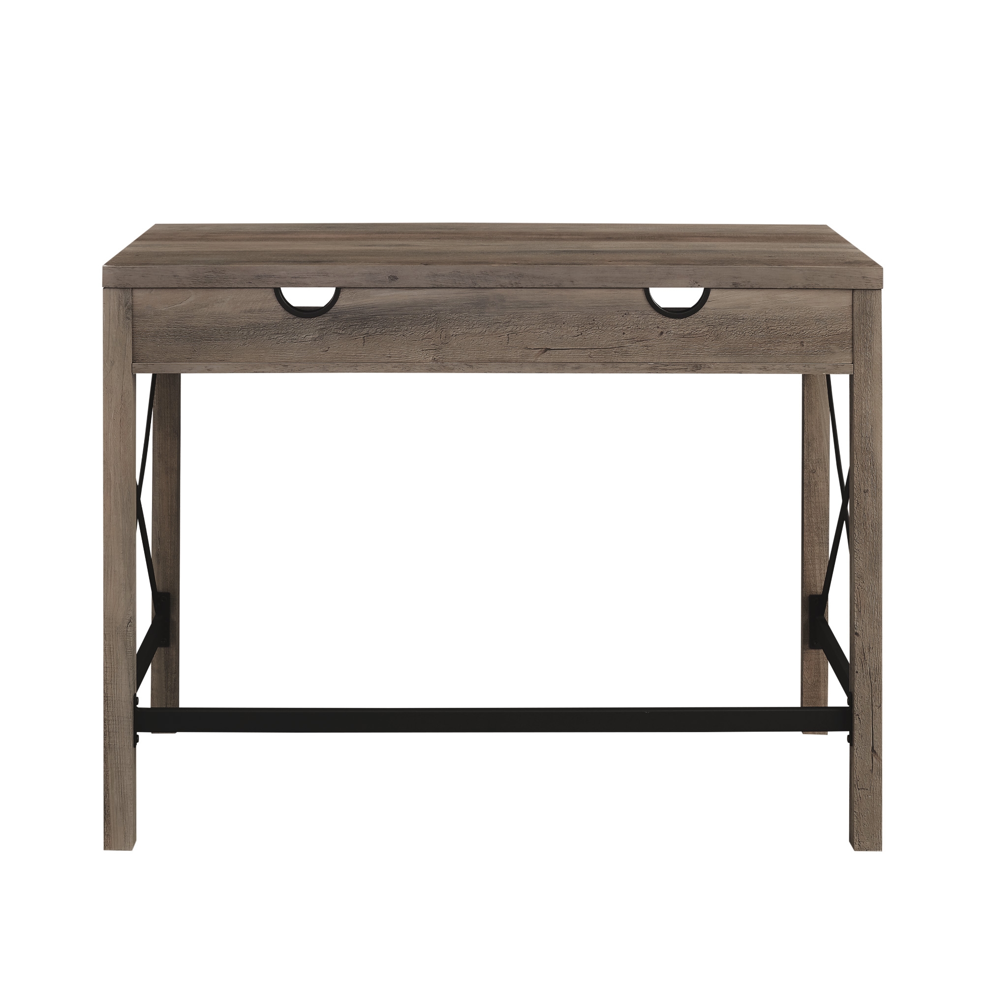 Metal X 42" Farmhouse Metal and Wood Desk - Grey Wash - Image 3