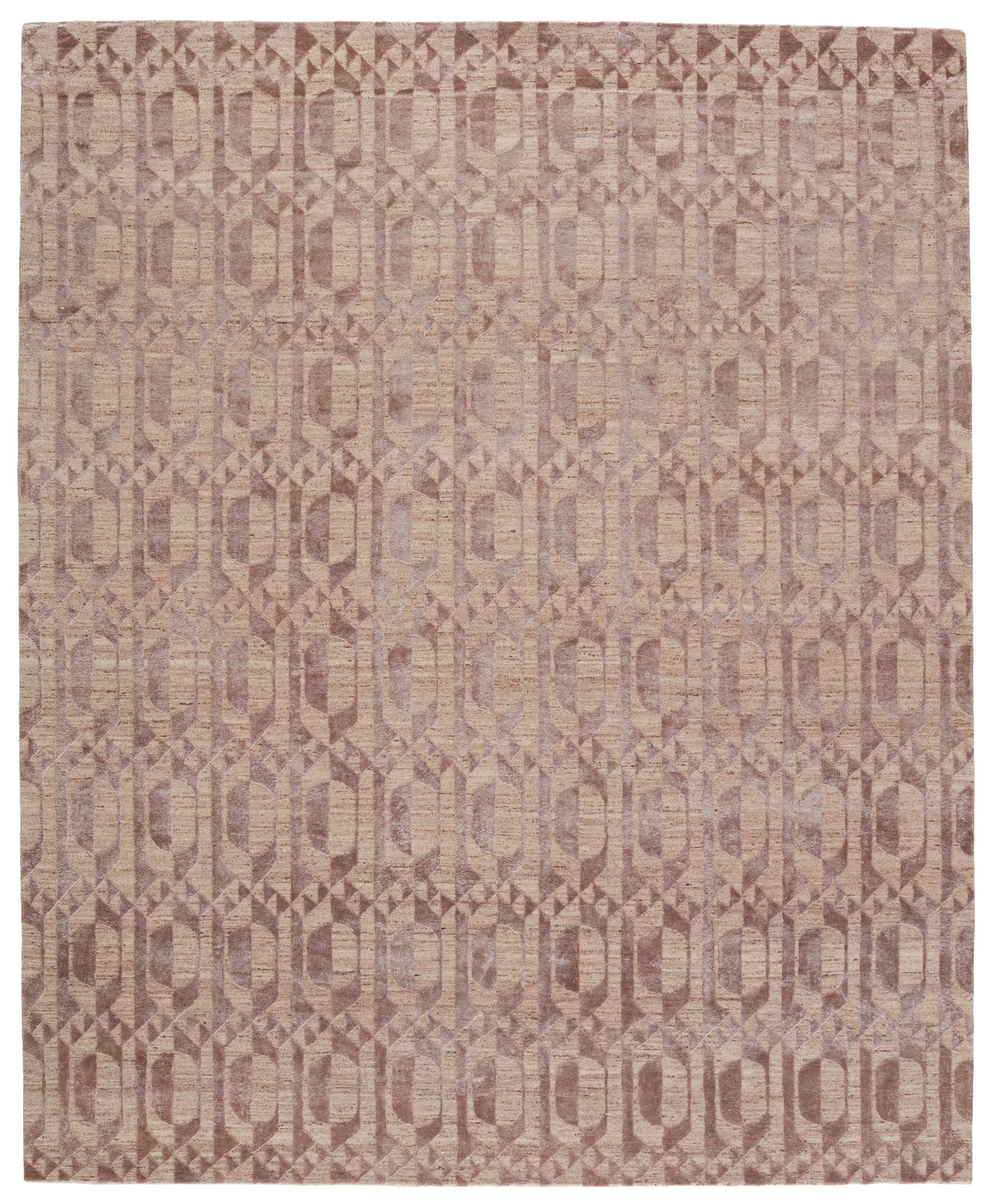 Kavi by Ovate Hand-Knotted Trellis Tan/ Taupe Area Rug (8'X10') - Image 0
