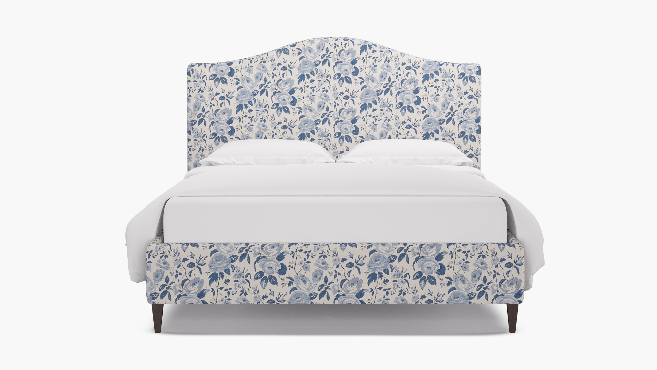 Camelback Bed, Delft Chintz, Espresso Square Tapered Leg, Twin - Image 0