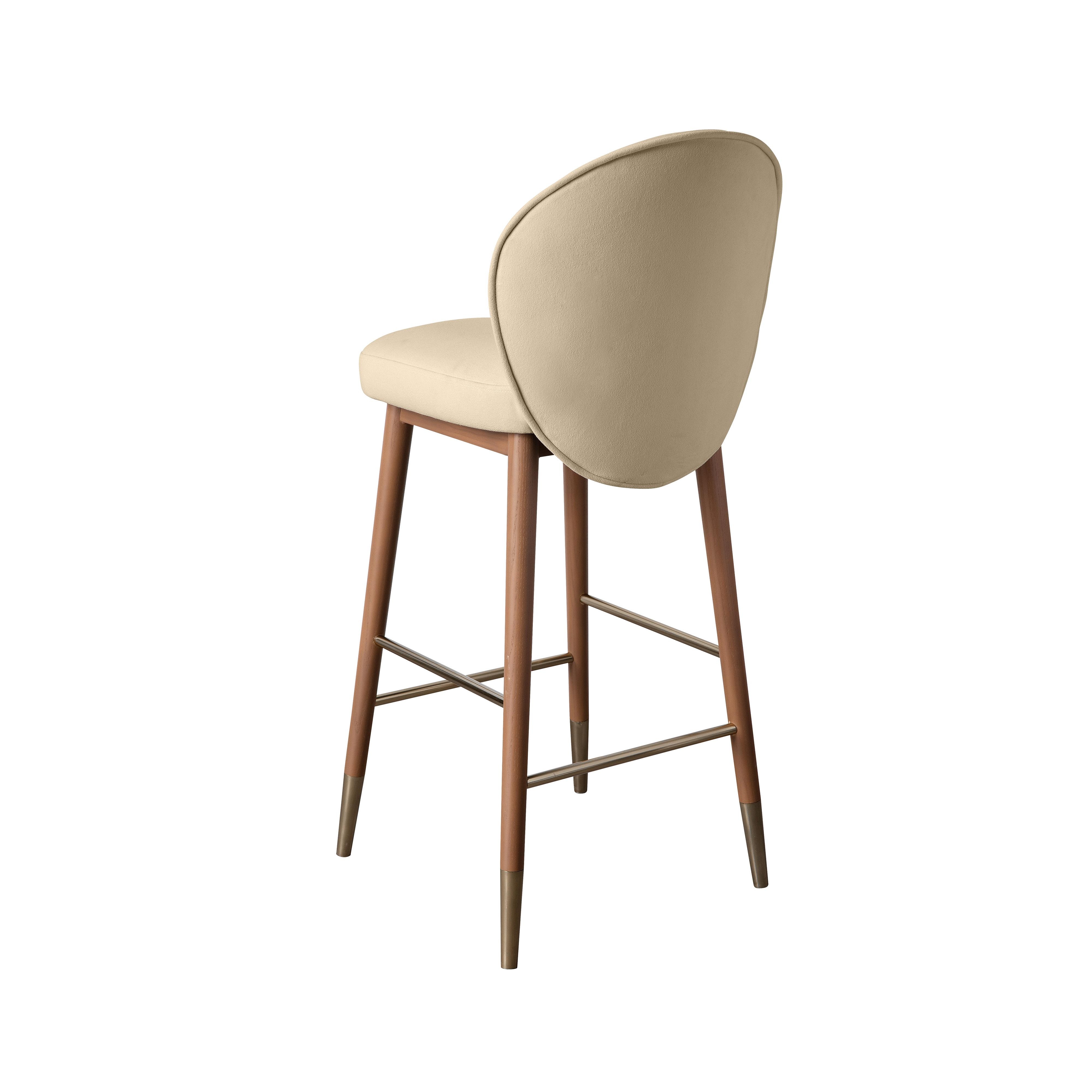 Hailey Cream Velvet Barstool - Image 3