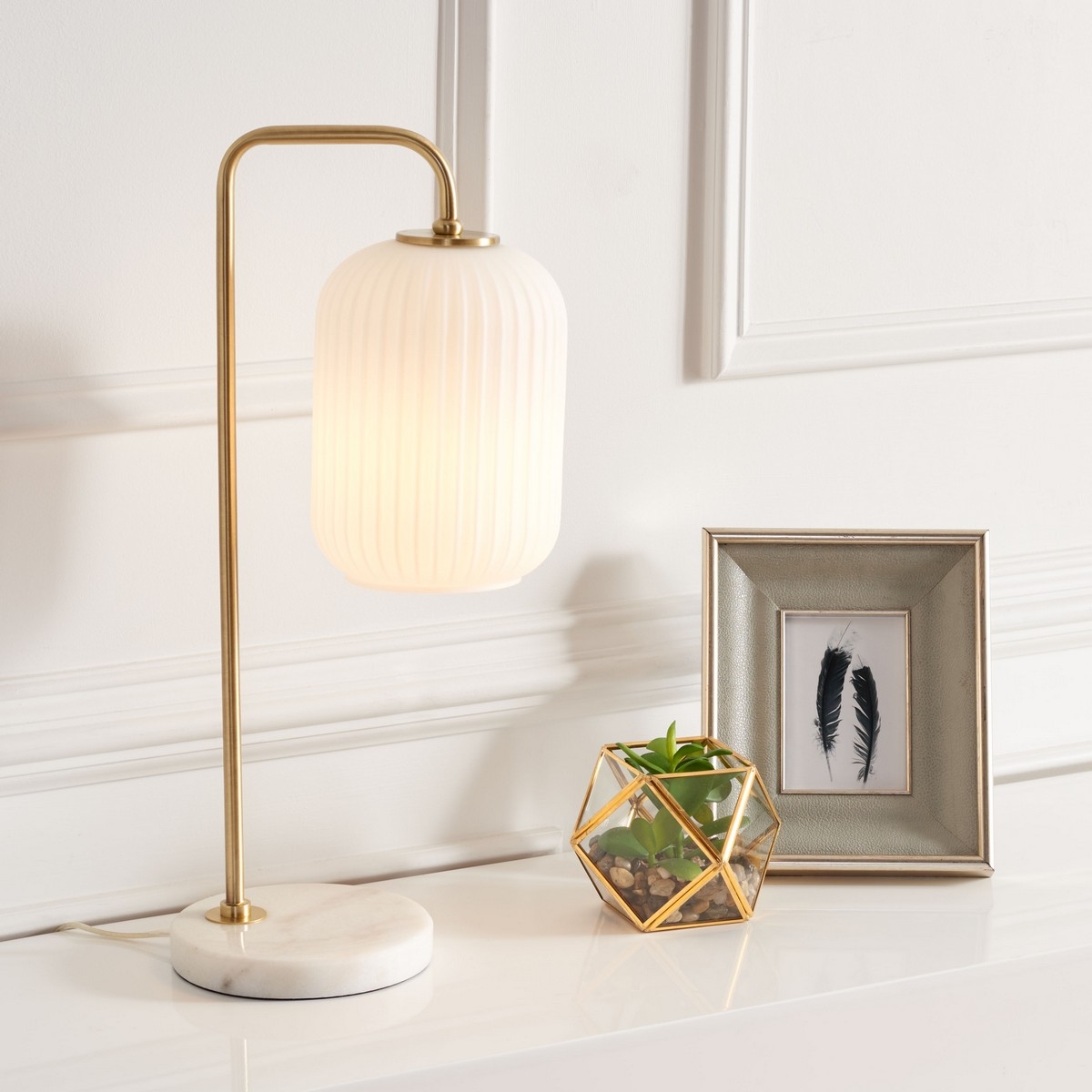 Santina 20" Table Lamp - Gold/White - Image 2