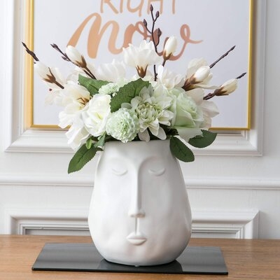 Ceramic Flower Vase, Cute Face Decor Vase, Decorative Modern Table Floral Vases For Living Room Indoor Home Decor, Wedding Centerpieces/Arrangements,Bottom Waterproof - Image 0