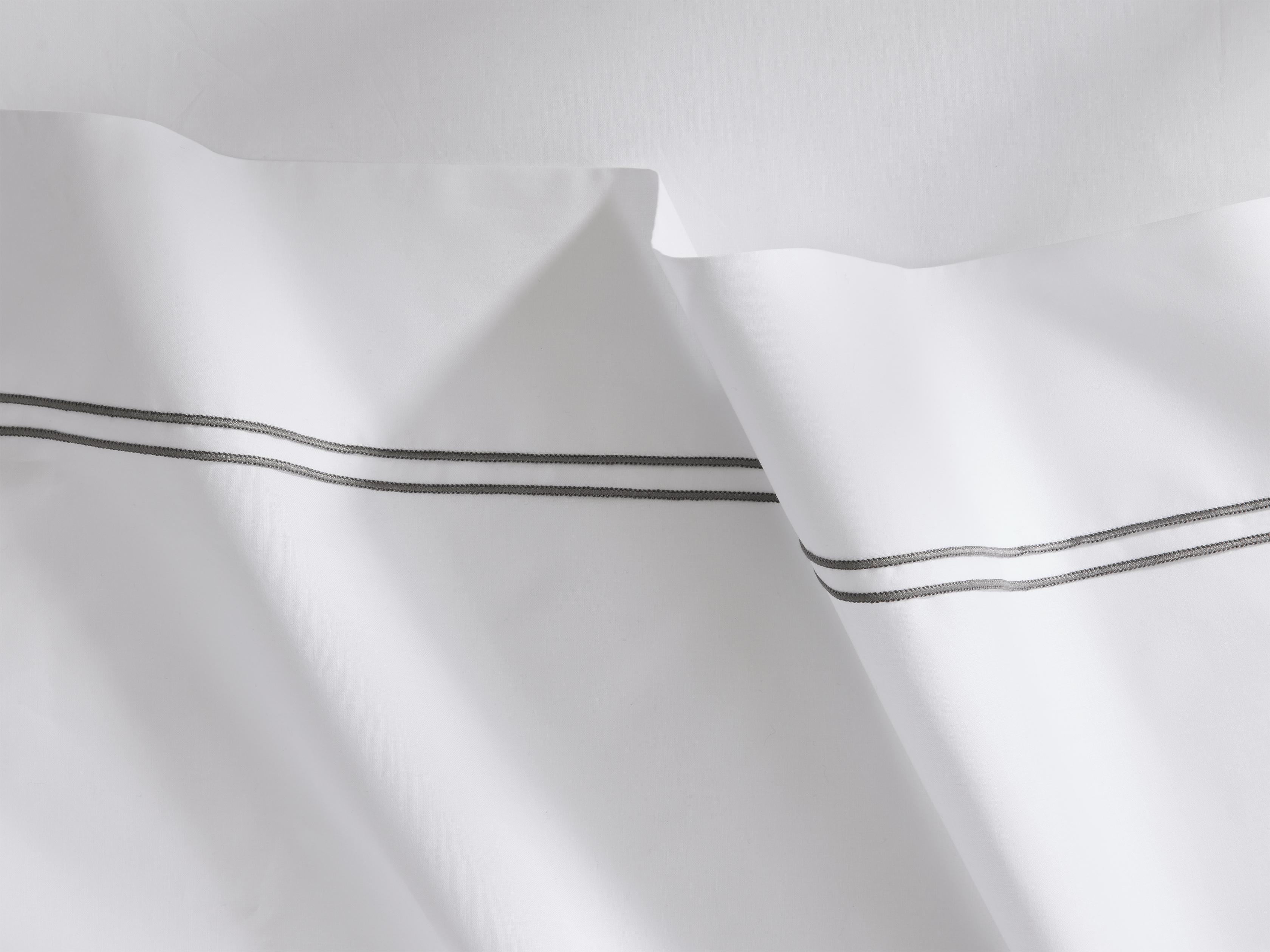 Italian Embroidered Flat Sheet Percale Queen in Gray  Charcoal  - Image 0