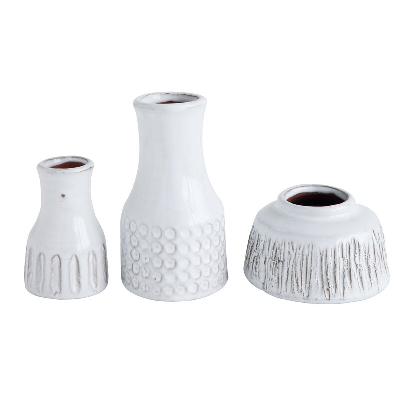 Bloomingville Distressed White Terracotta Vases (Set of 3 Styles) - Image 0