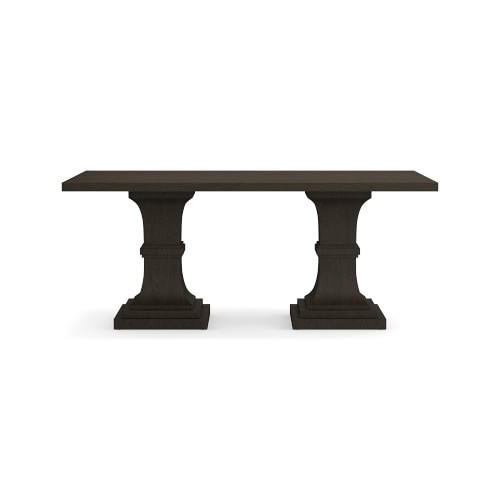 Double Pedestal Rectangular Dining Table, 72", Brown - Image 0