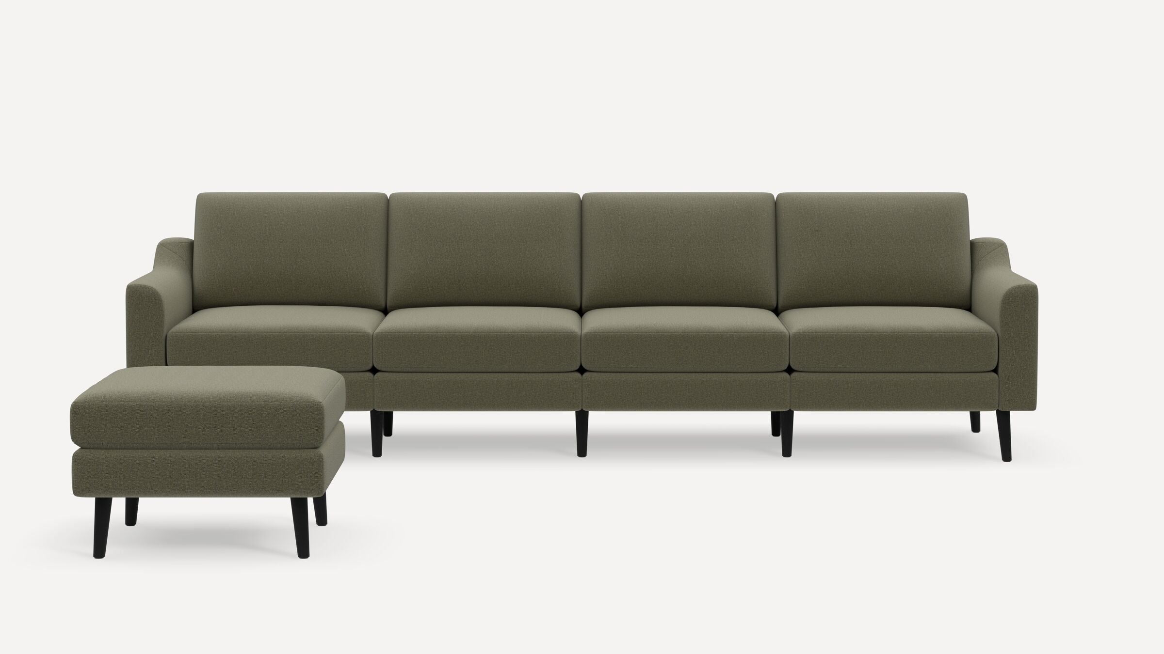 Nomad King Sofa with Ottoman - Moss Green - Performance Flatweave / Ebony - Wood / Slope - Image 0
