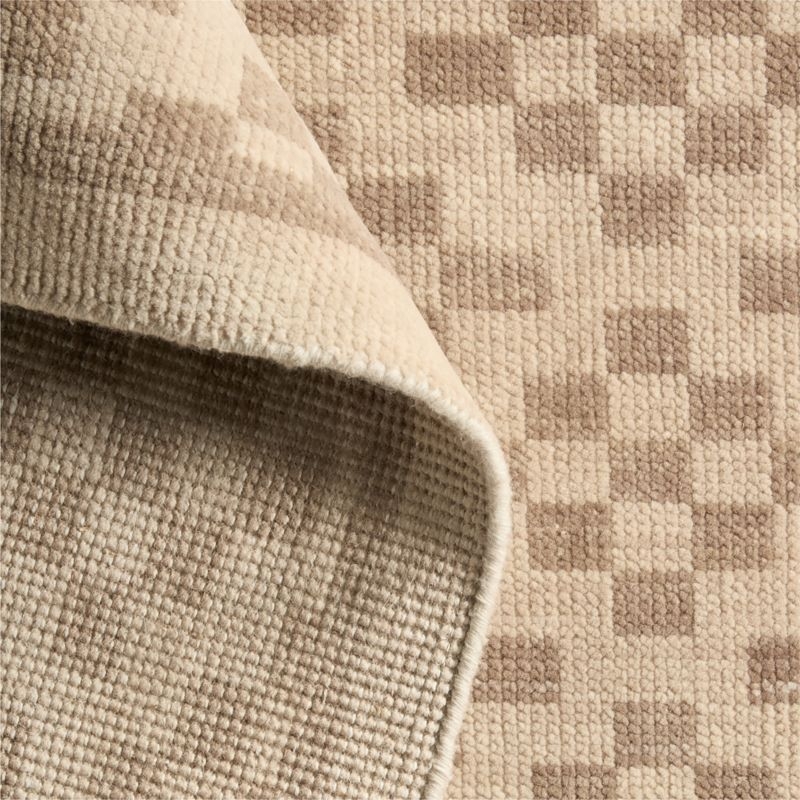 Sydney Wool Checker Taupe Handknotted Area Rug 8'x10' - Image 3
