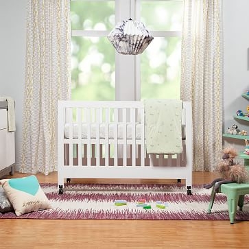 Maki Full-Size Portable Folding Crib with Toddler Bed Conversion Kit, Gray, WE Kids - Image 1