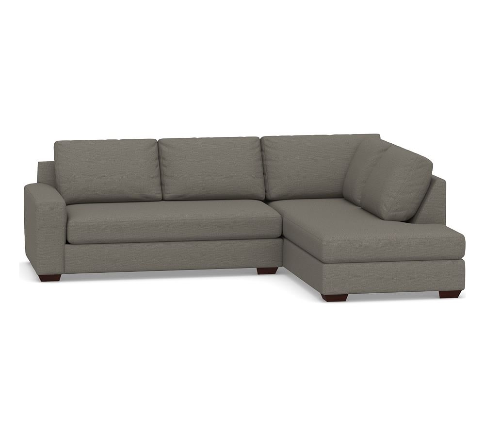 Big Sur Square Arm Upholstered Left Loveseat Return Bumper Sectional with Bench Cushion, Down Blend Wrapped Cushions, Chunky Basketweave Metal - Image 0