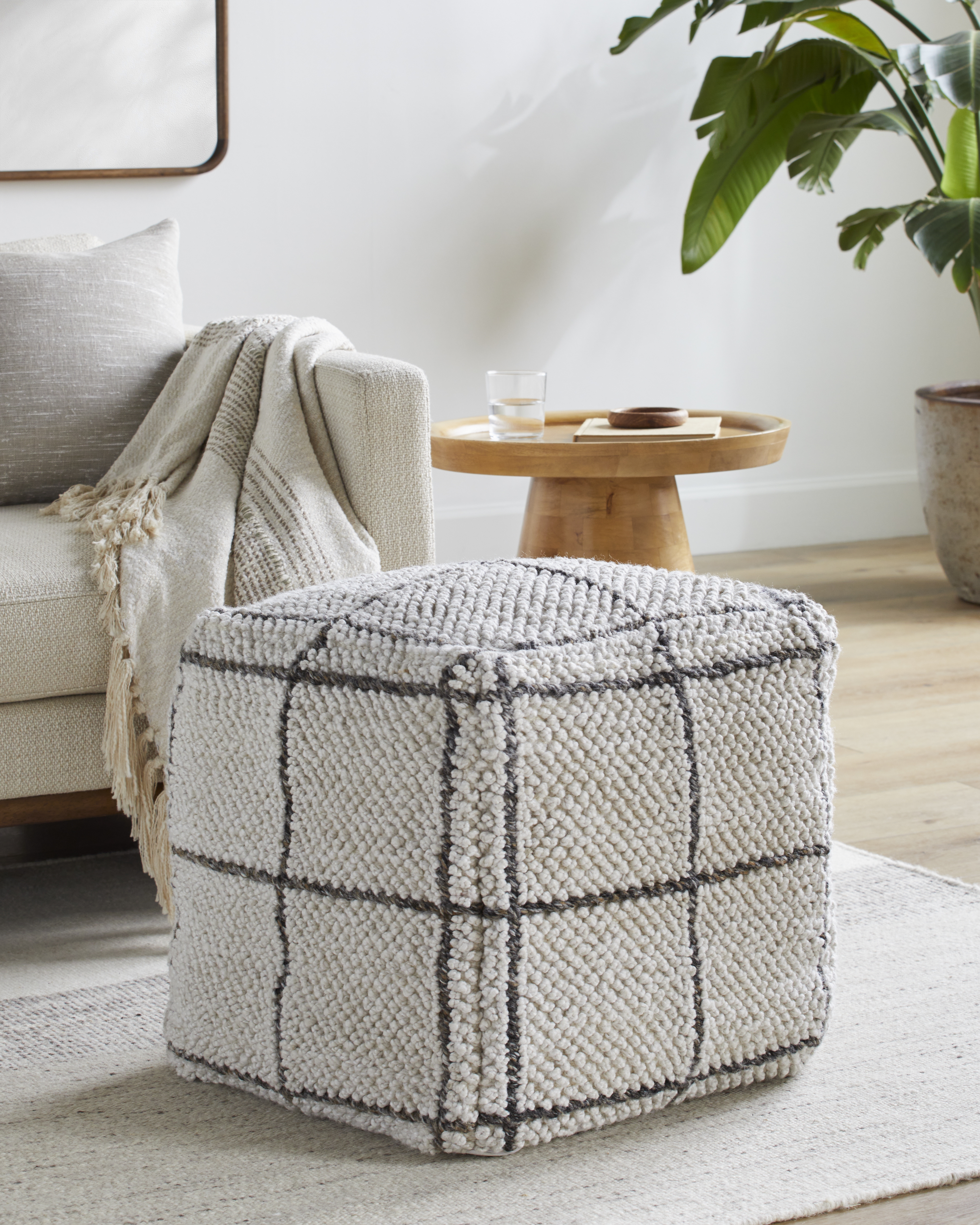 Pane Woven Pouf - Image 1