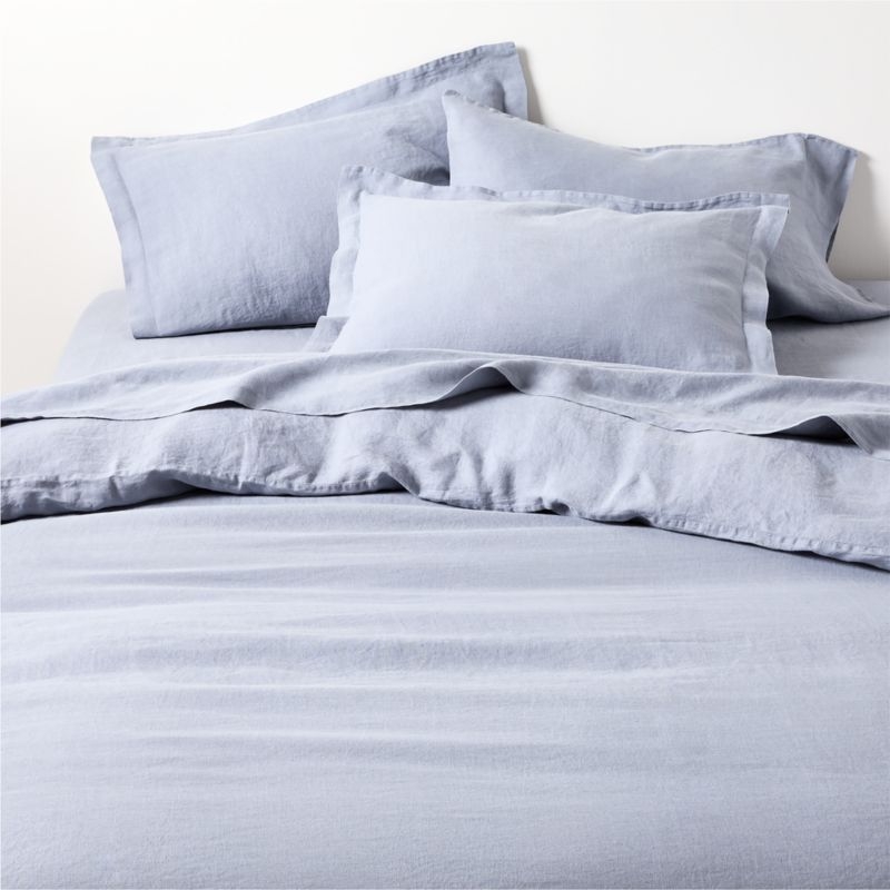 New Natural Hemp Smoke Blue King Bed Sheet Set - Image 1