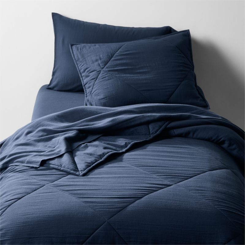 Supersoft Gauze Organic Cotton Deep Indigo Standard Quilt Bed Pillow Sham - Image 1