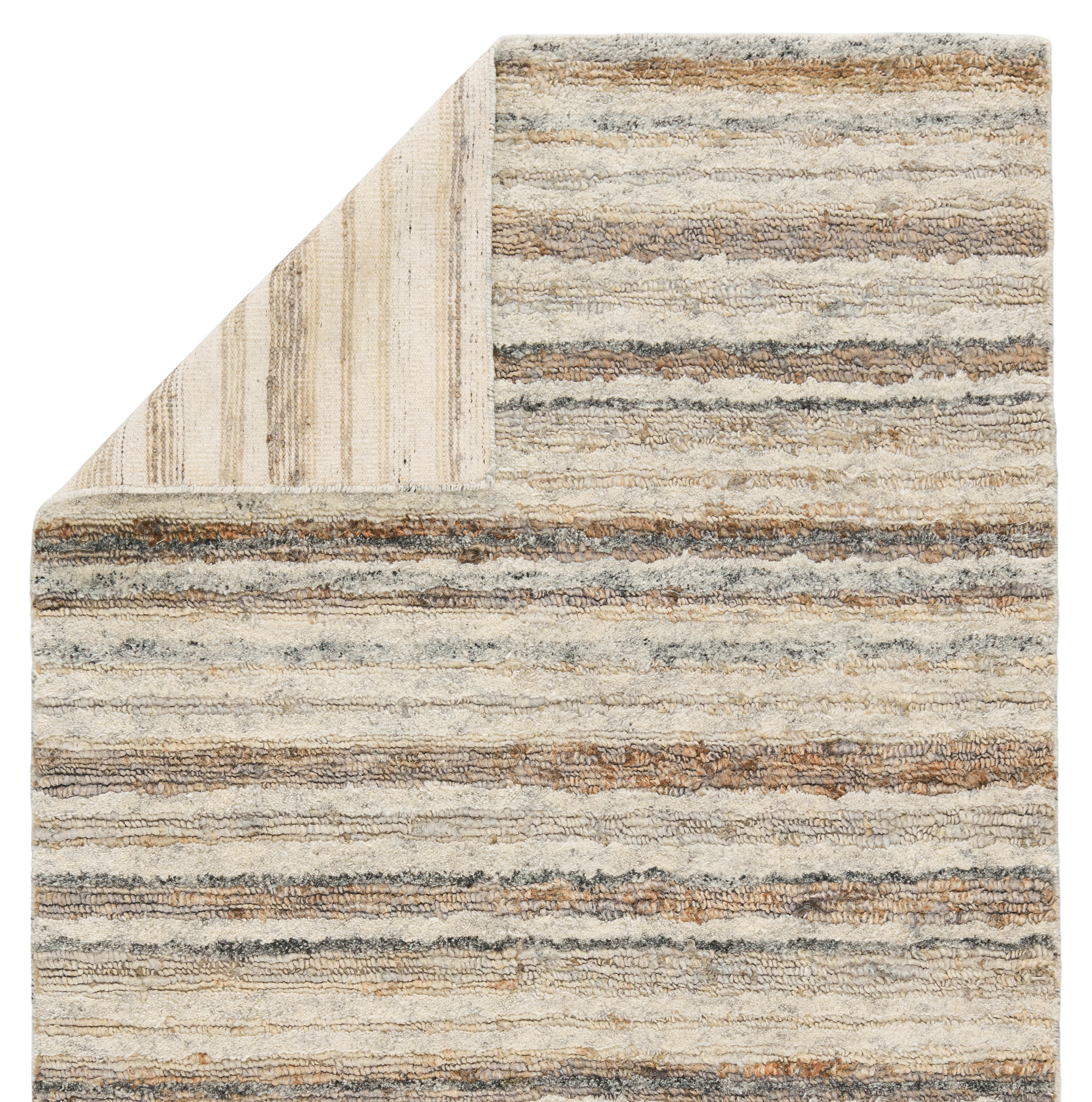 Tikka Handmade Striped Cream/ Gray Area Rug (2'X3') - Image 2