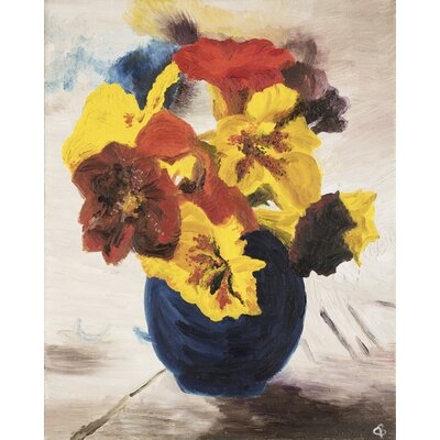 Flower Pot Of Flowers Original Oil Painting Framed Print - Image 0