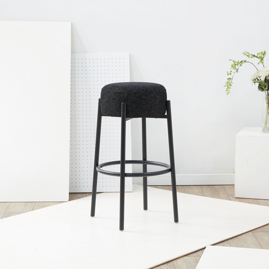 Paisleigh Metal Leg Barstool - Black / Black - Image 1