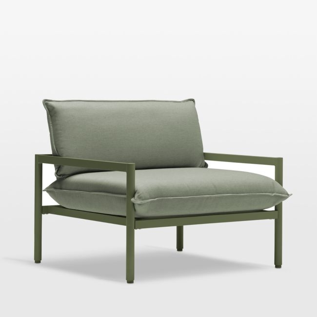 Neighbor ™ Aluminum Outdoor Lounge Chair with Olive Sunbrella ® Cushions - Image 0