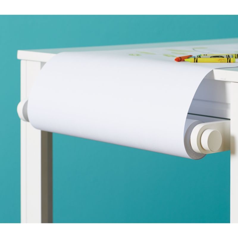 Adjustable White Wood Kids Table Paper Roll Holder - Image 1