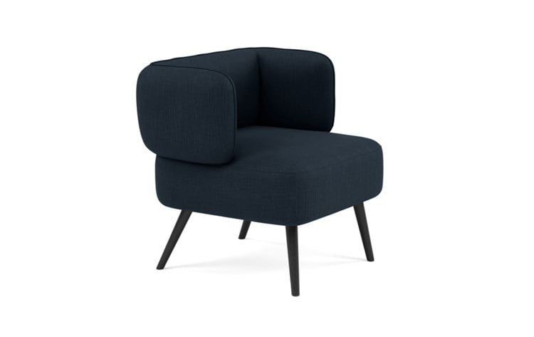 Parker Slipper Chair with Blue Boy Blue Fabric and Matte Black legs - Image 1
