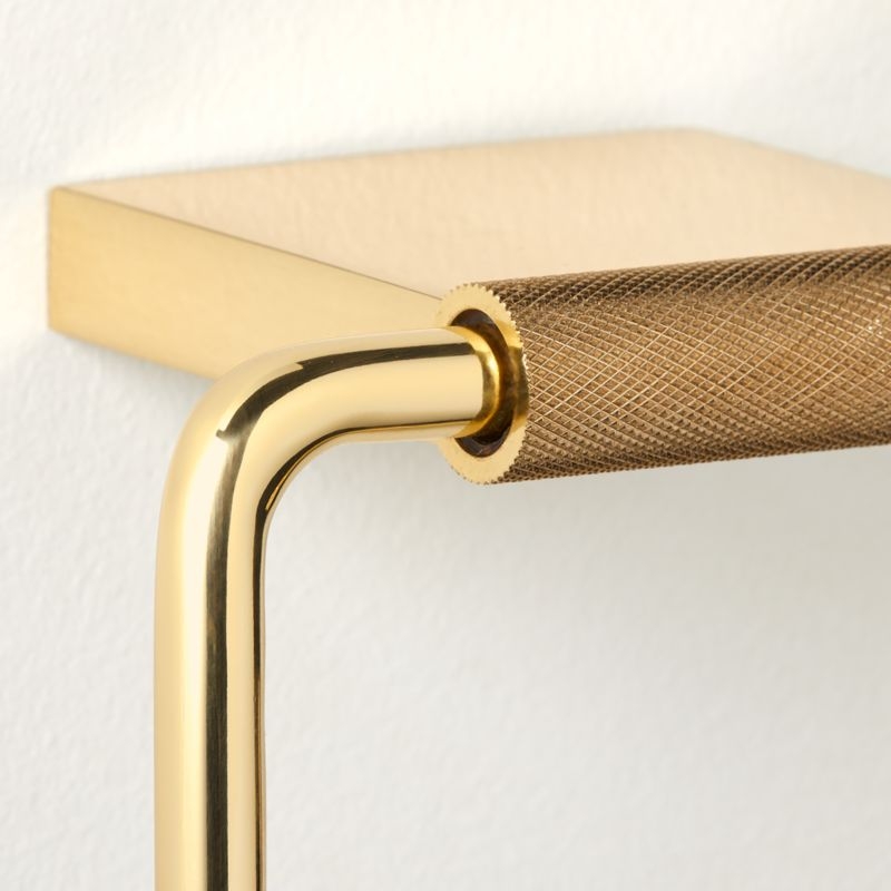 Nicolo Knurled Polished Unlacquered Brass Wall-Mounted Toilet Paper Holder - Image 2