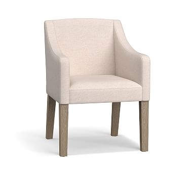 Classic Upholstered Slope Armchair with Seadrift Legs, Performance Slub Cotton Ivory - Image 0