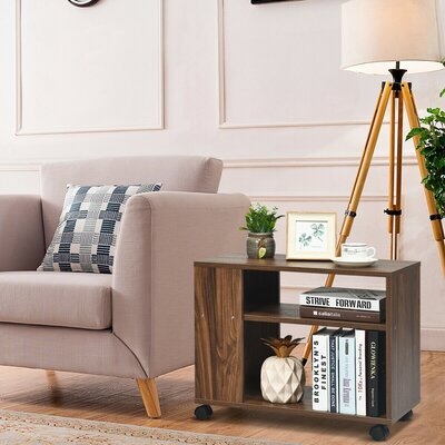 3-Tier Side Table With Wheels & Large Storage Shelf - Image 0
