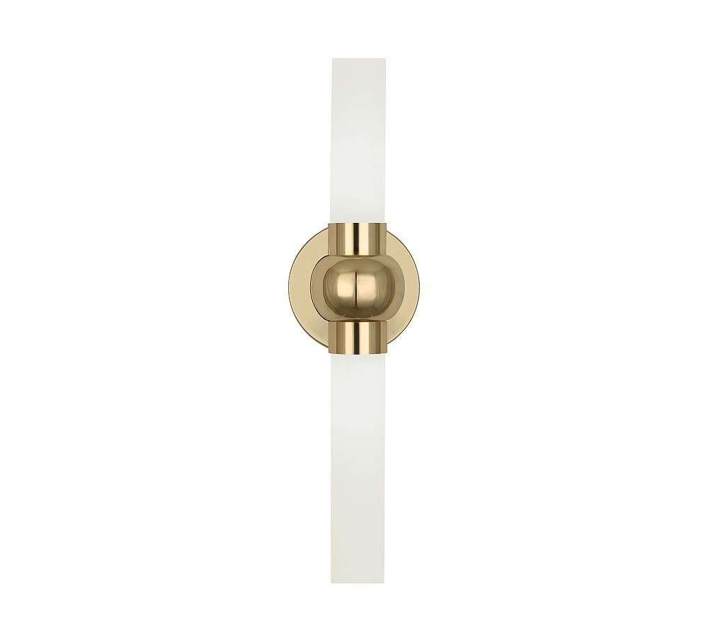 Gellert Frosted Glass Double Tube Sconce, Modern Brass - Image 0