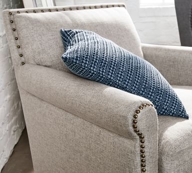 SoMa Roscoe Upholstered Armchair, Polyester Wrapped Cushions, Brushed Crossweave Navy - Image 3