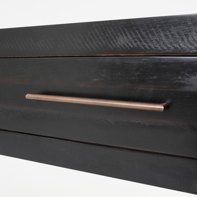 Theo 60" Rectangular Black Acacia Wood Storage Console Table with Shelf - Image 3
