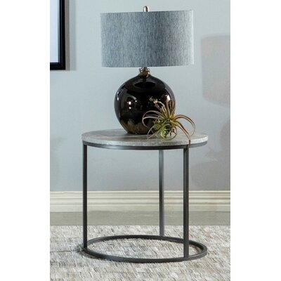 Valcour Grey And Gunmetal Round End Table - Image 0