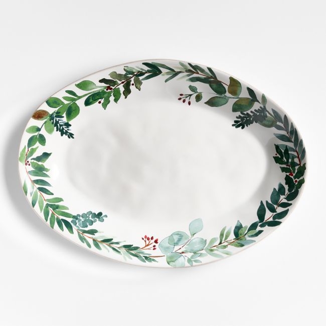 Marin Winter Botanical Stoneware Oval Platter - Image 0