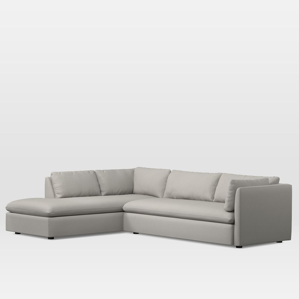 Shelter 106" Left 2-Piece Bumper Chaise Sectional, Yarn Dyed Linen Weave, Frost Gray - Image 0