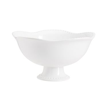 Emma Beaded Stoneware Footed Serving Bowl - True White - Image 0