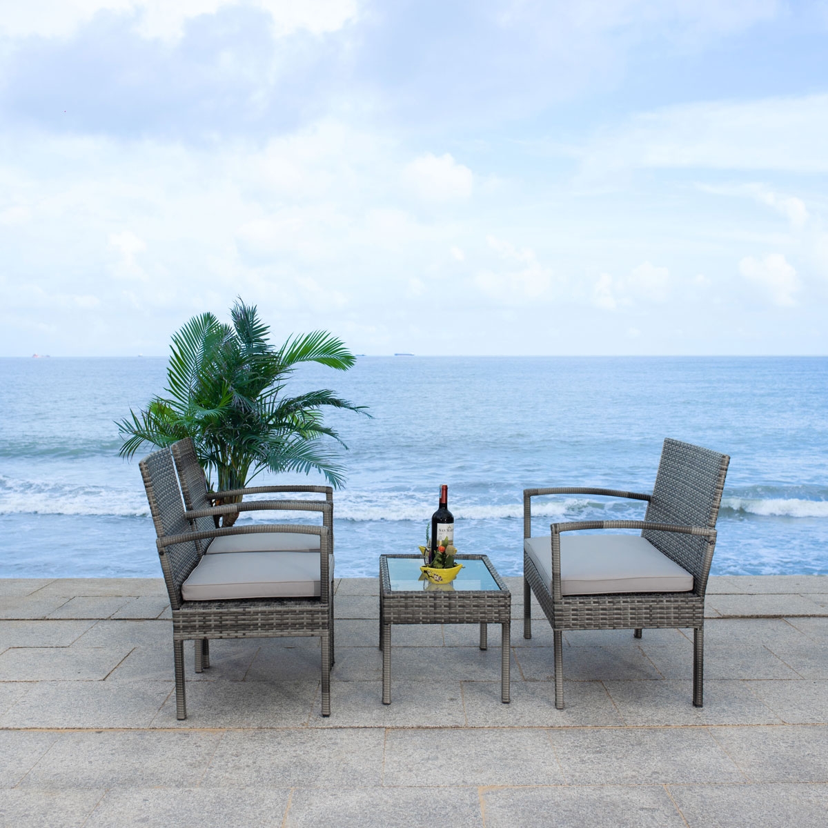 Bassey 4Pc Living Set - Grey / Grey - Safavieh - Image 3