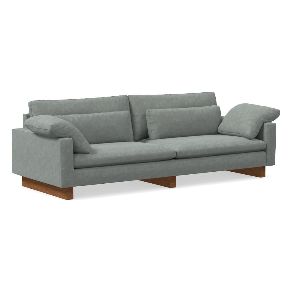 Harmony 104" Multi-Seat Sofa, Standard Depth, Distressed Velvet, Mineral Gray, Dark Walnut - Image 0