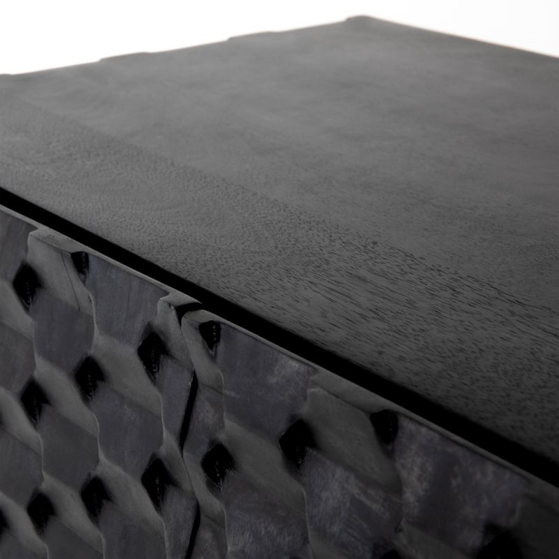 Raffael 39" Black Carved Wood Bar Cabinet with Storage - Image 10