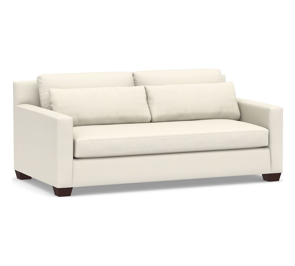 York Square Arm Upholstered Deep Seat Sofa 2X1, Down Blend Wrapped Cushions, Textured Twill Ivory - Image 0