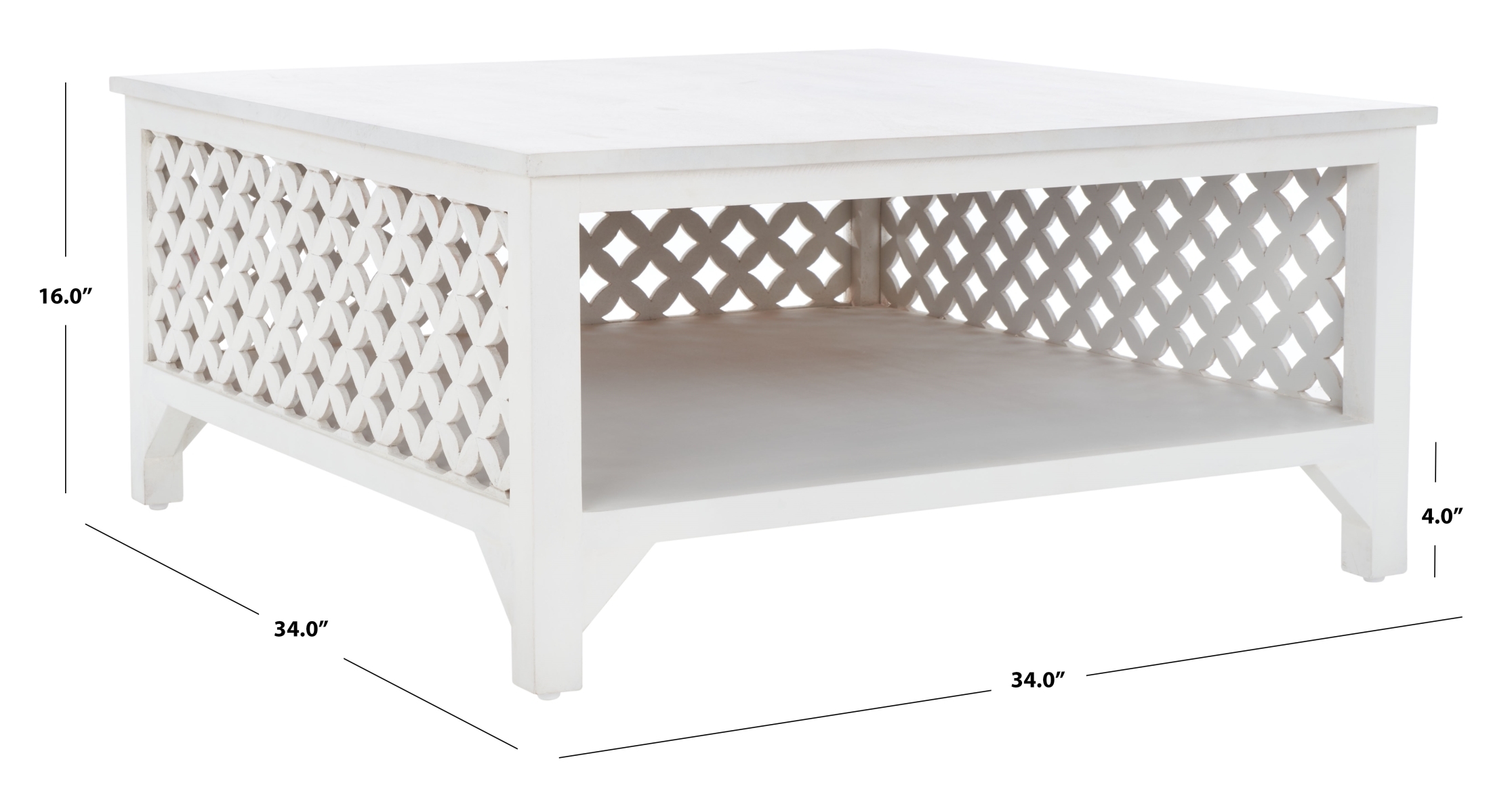Squall Square 1 Shelf Coffee Table - White Washed - Safavieh - Image 8
