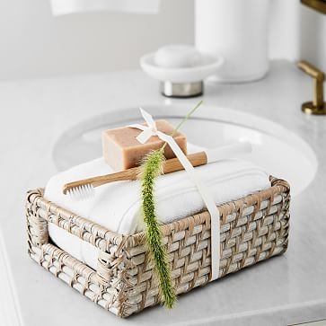 Modern Weave Basket, Whitewashed, Set of 2 - Image 1