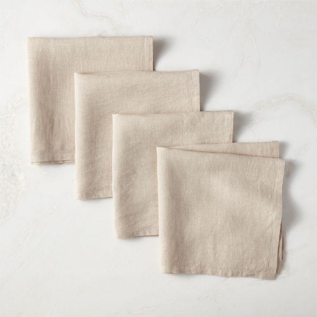 Bolt Taupe Linen Napkins Set of 4 - Image 0
