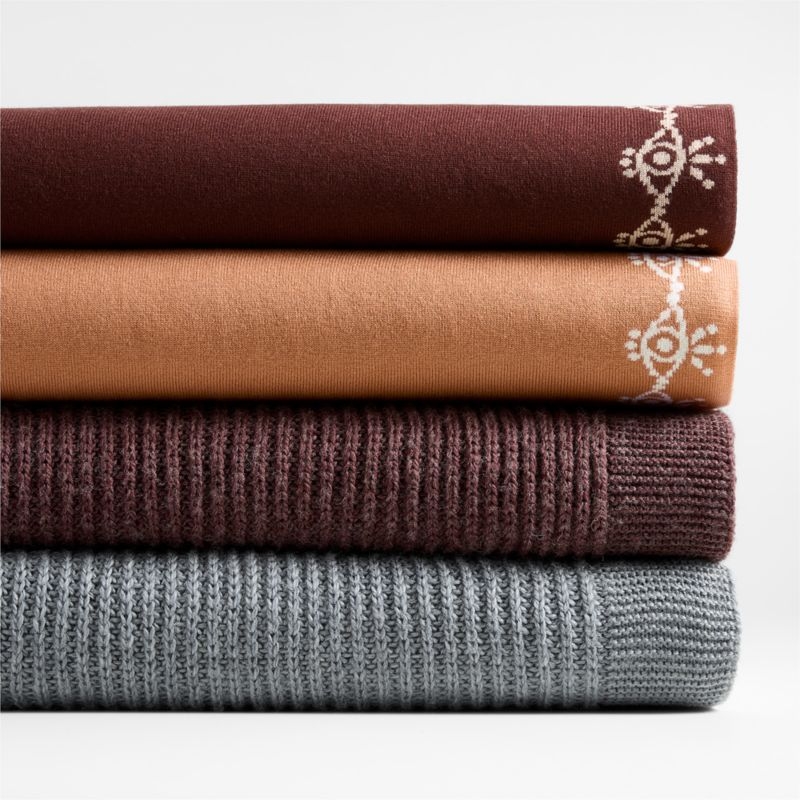 Cherished Chestnut Red Wool Blend 50"x60" Fisherman's Knit Kids Throw Blanket by Jeremiah Brent - Image 2