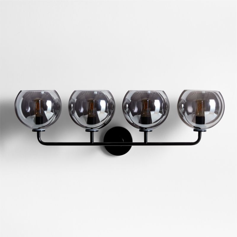 Arren Black 4-Light Wall Sconce Light with Silver Glass Round Shade - Image 1